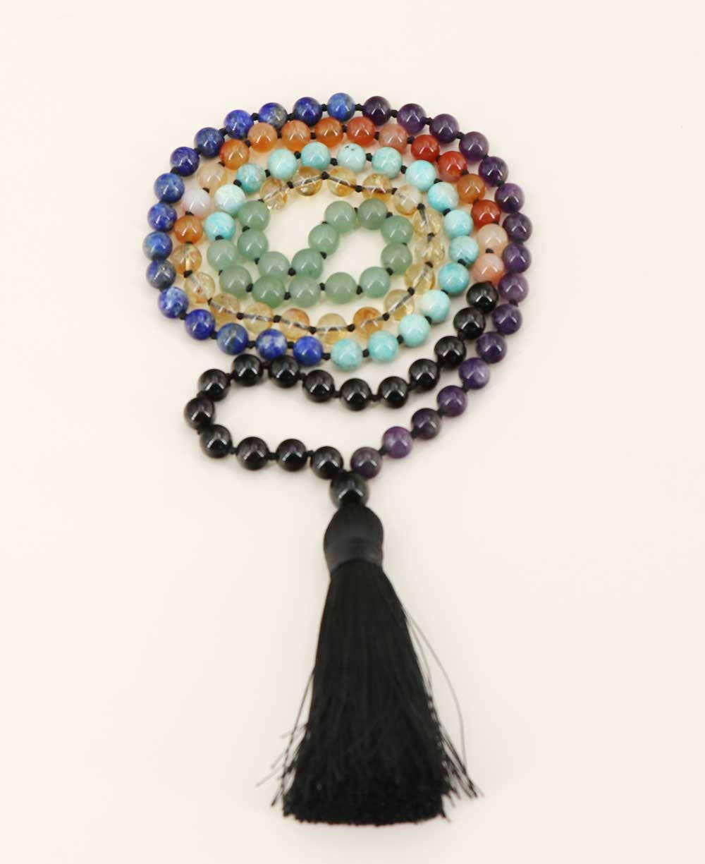 108 Knotted Gemstone Beads Chakra Meditation Mala