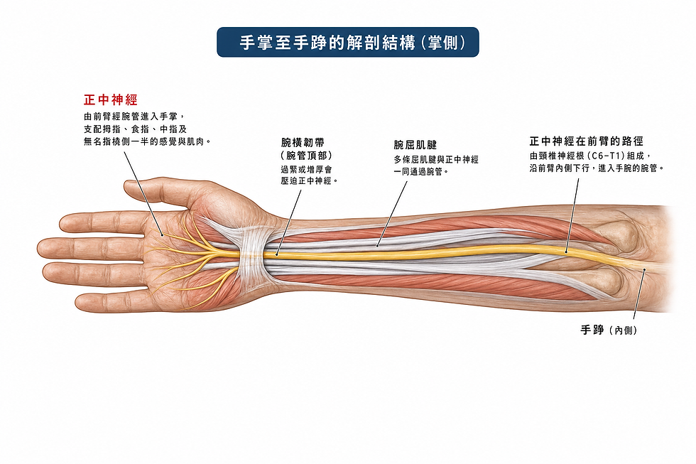 手指麻痺_手掌至手踭的解剖結構(掌側)