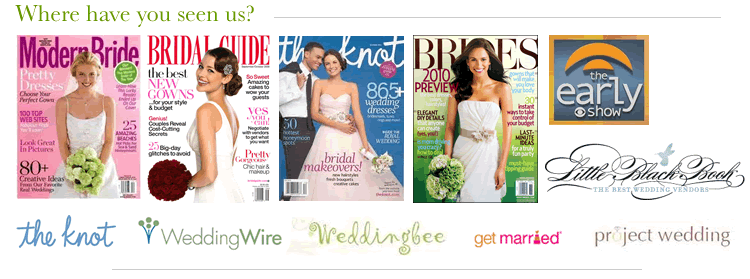 bridal jewelry features, bridesmaid jewelry in the press, modern bride, the k not, brides magazine, cbs early show, modern bride and more