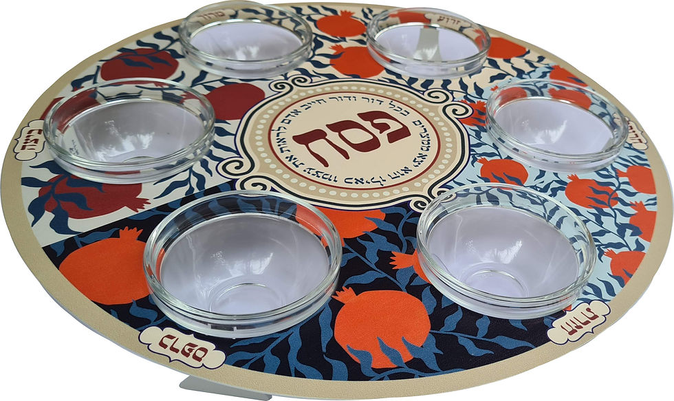 תמונה ממוזערת: קערת סדר - רימונים ברביעיית רקעים - PK-19