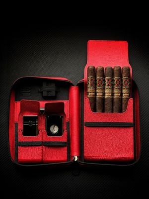 Thumbnail: LEATHER SERIES - "RED AND BLACK" TRAVEL CASE