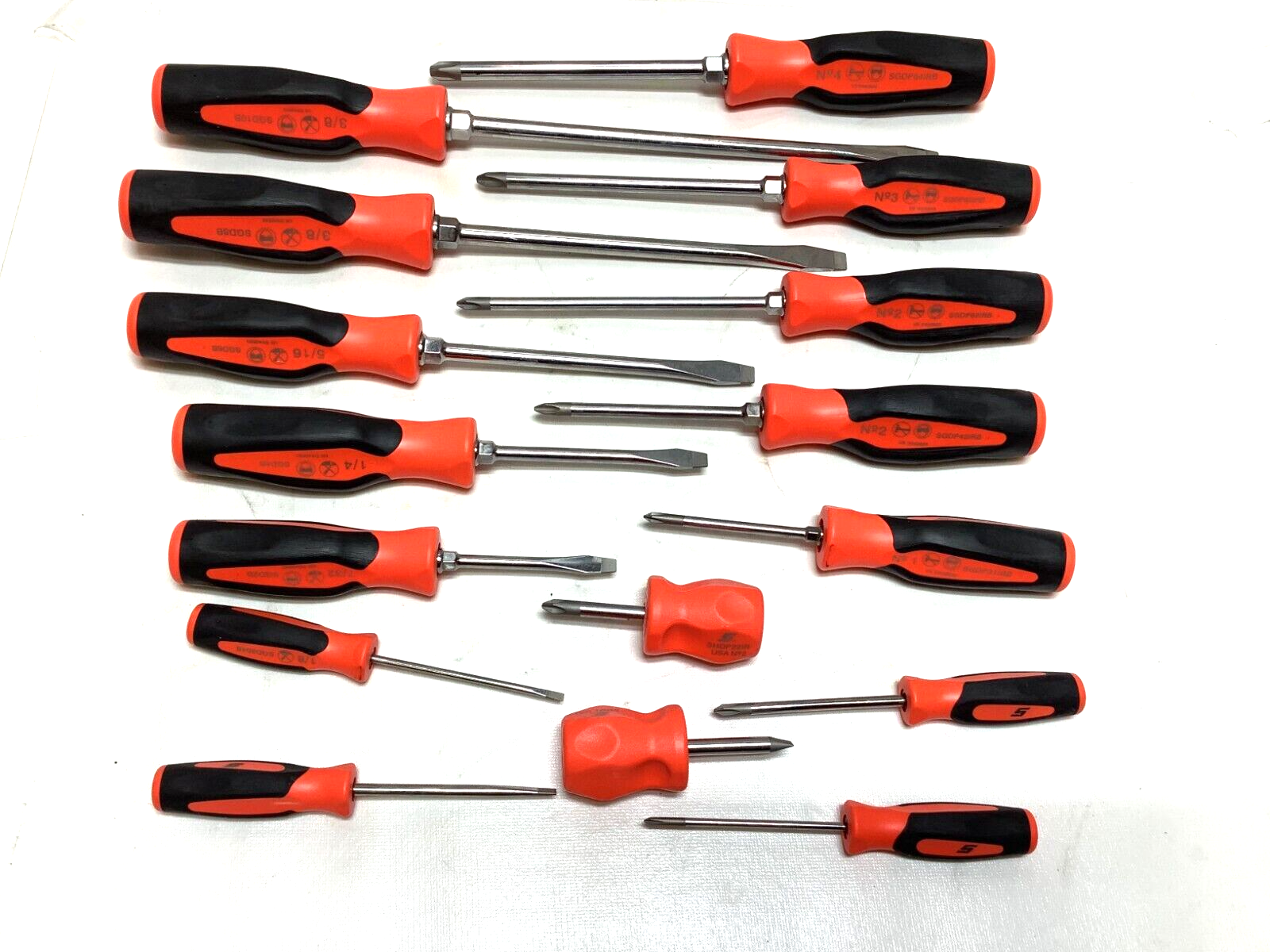 New Snap-on SGDX160BO 12pc Soft Grip Combination Screwdriver set Orange