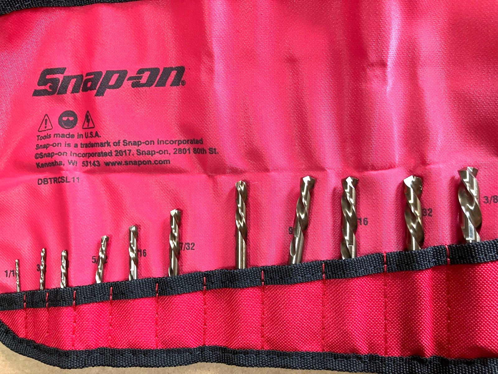 NEW Snap-on™ 11-pc 1/16" - 3/8" Left-Hand Cobalt Short Drill Bit Set w Flats
