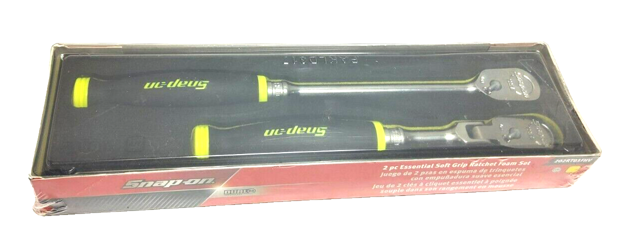 New Snap-on™ 3/8" drive Hi-Viz Soft Grip Foam Ratchet Set 202RT05FHV FHL80HV