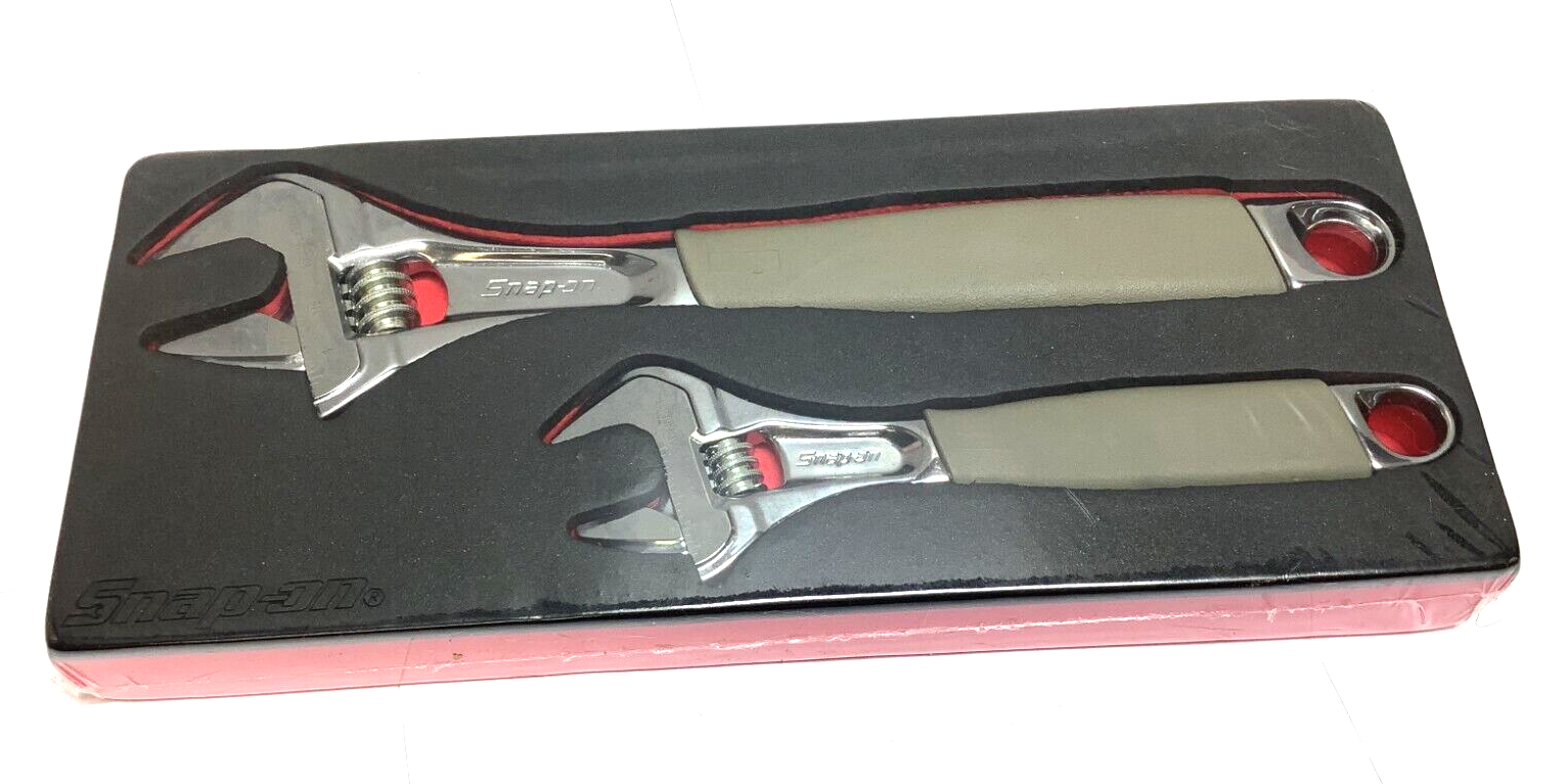 New Snap-on™ 8" 12" Flank Drive Plus Adjustable Wrench Set Open End FADH702ATK2F
