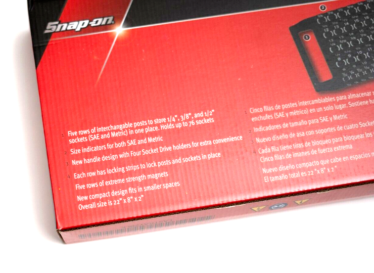 Thumbnail: New Snap-on BLACK 1/4" 3/8" 1/2" Drive 5 Row LOCKING Socket Tray LASTRAY2BLK