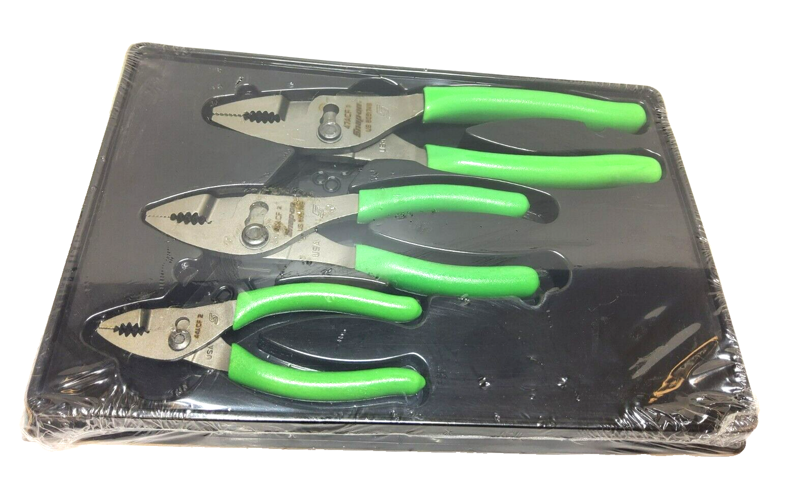 New Snap-on PL403AG 3 Piece Green Combination Slip Joint Pliers Set