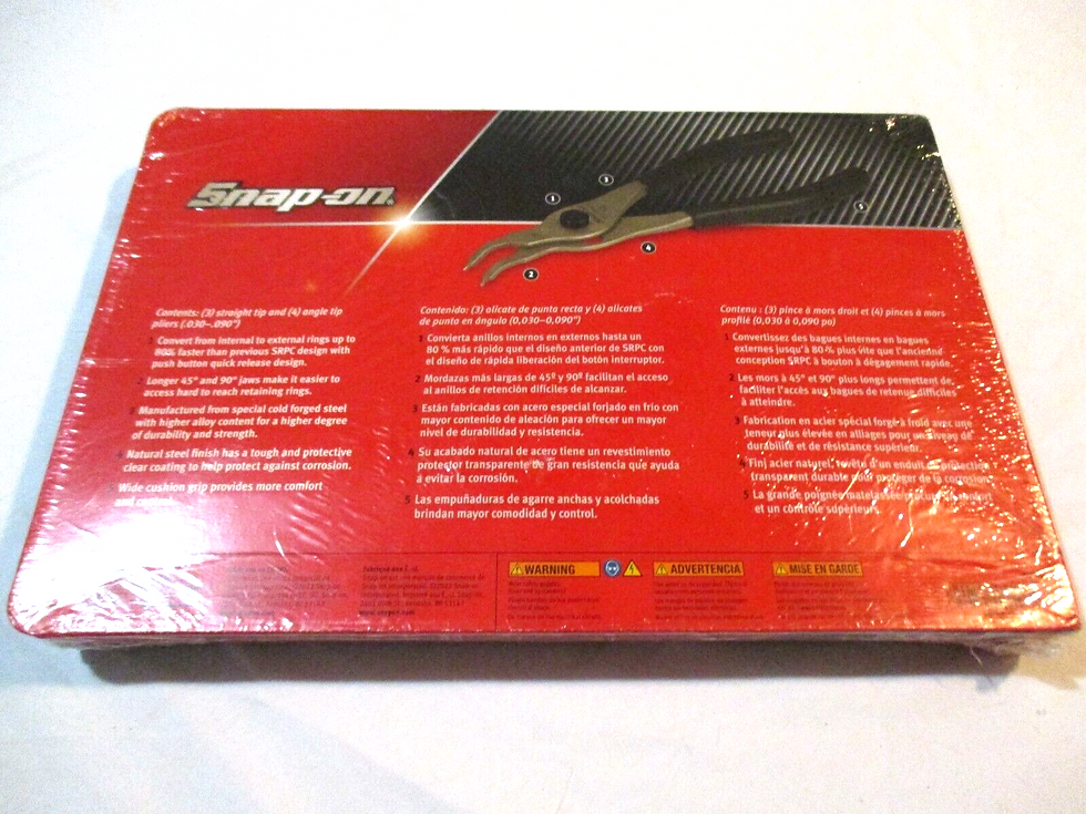 Thumbnail: New Snap-on™ 7-piece Retaining Ring Plier Set SRPCR107DT Grey Vinyl Grip