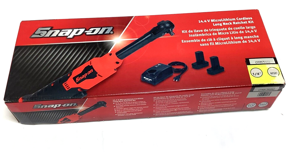Thumbnail: New Snap-on™ Lithium Ion CTR817HVDB 14.4V 1/4" drive Brushless Long Neck Ratchet