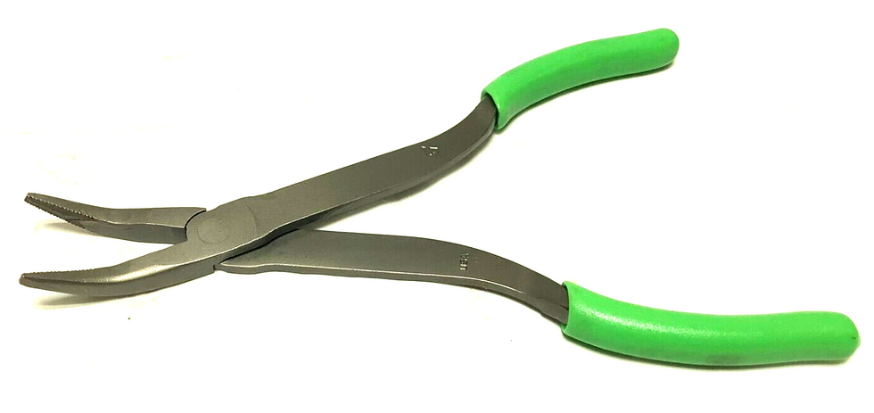 Thumbnail: New Snap-on 408CF 9" Long 35 Degree Bent Needle Nose Pliers Green Vinyl Grip