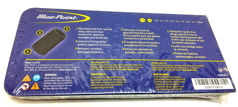 NEW Blue-Point 3/8" Drive Shallow METRIC TWIST Impact Socket Set 209TFSMYA