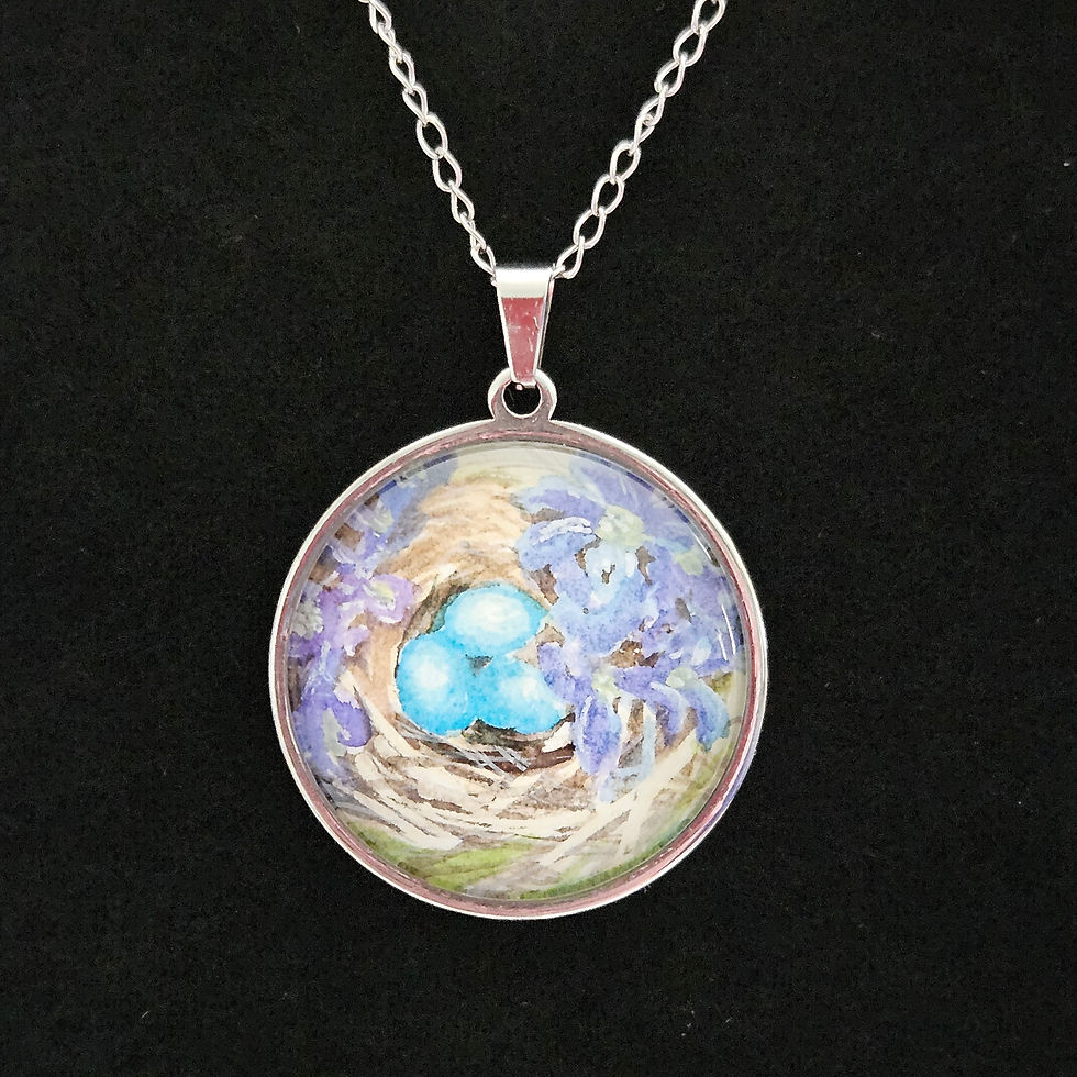Thumbnail: Hand-painted Watercolor Necklace - Robin's Nest