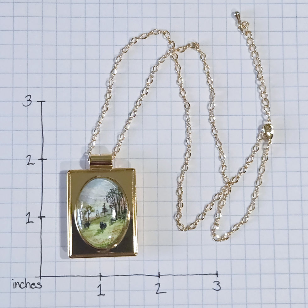 Thumbnail: Sheep at Pasture: Hand-Painted Watercolor Necklace