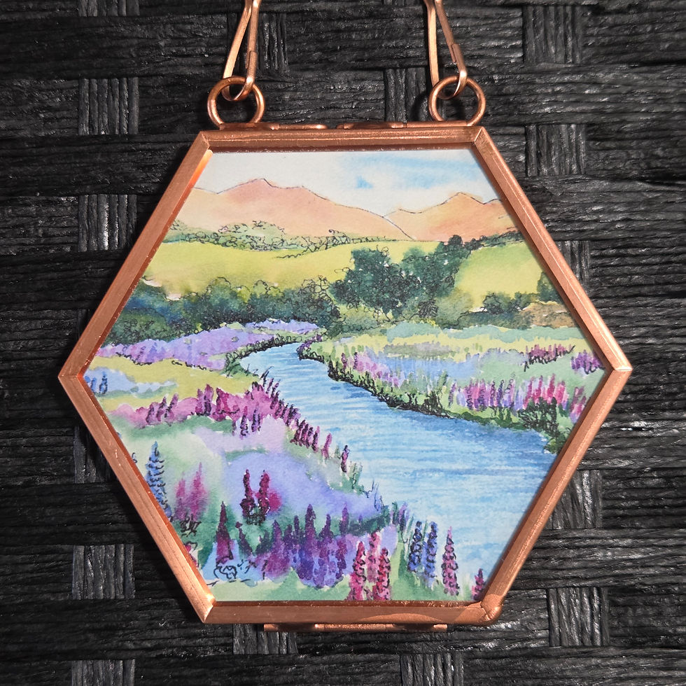 Thumbnail: Sleigh / Lupine Meadow Hexagonal Ornament