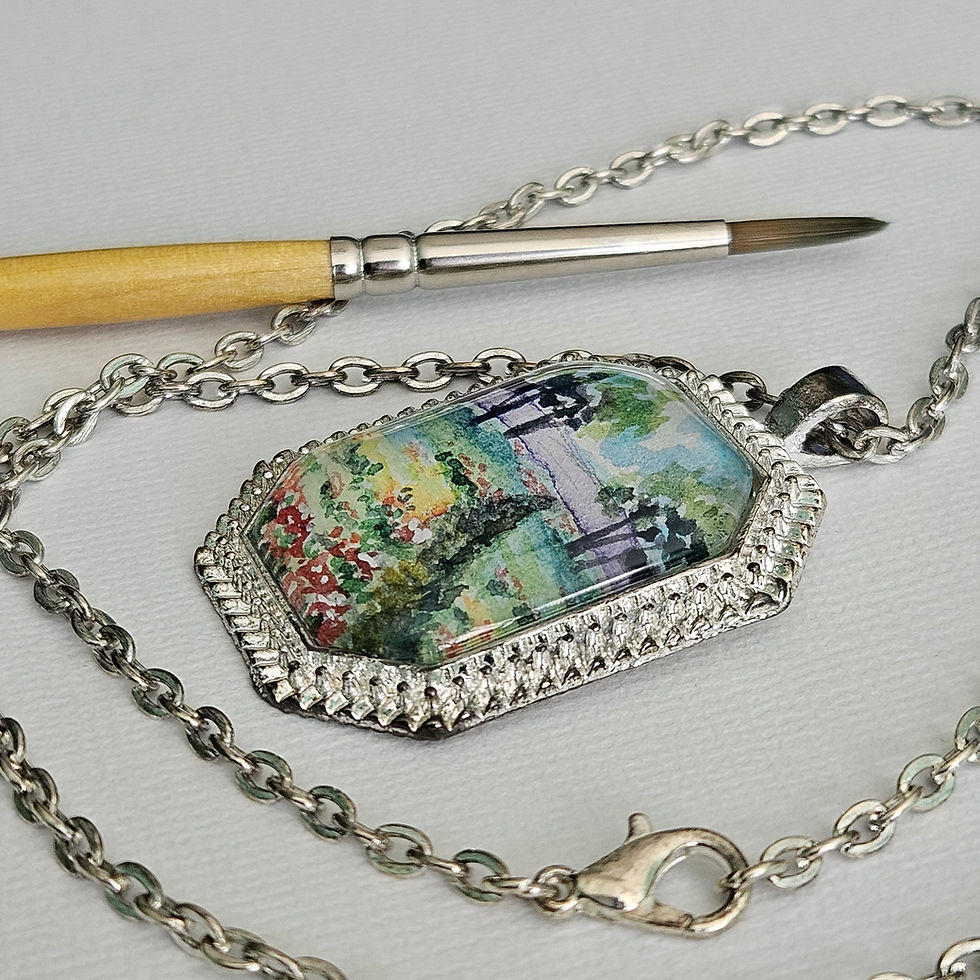 Thumbnail: Wildflower Stroll: Hand-painted Watercolor Necklace 