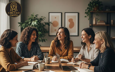 Mujeres felices reunidas