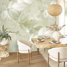 花帛 Fabutic - CASADECO - SOUFFLE VEGETAL - 微風葉影藝術全景壁畫 (Non-woven) - 為臥室或嬰兒房營造如雲朵般輕柔、充滿詩意的自然氛圍。