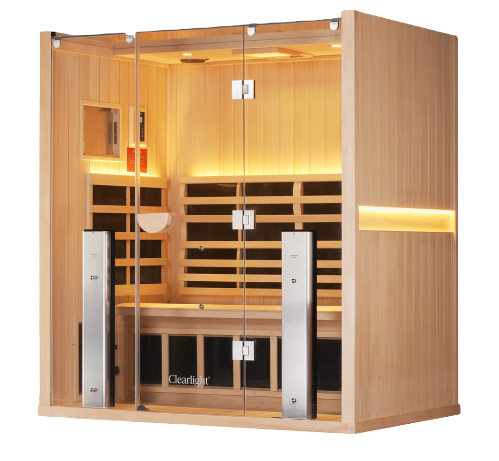 Clearlight Sanctuary 3 three-person infrared sauna 2026 — full-length bench, 66 inch interior width