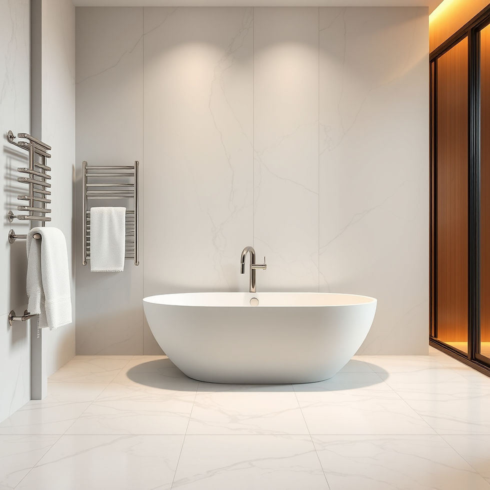 Luxury towel warmer and radiant floor heating in home spa bathroom 2026 — WarmlyYours at Ferguson Home