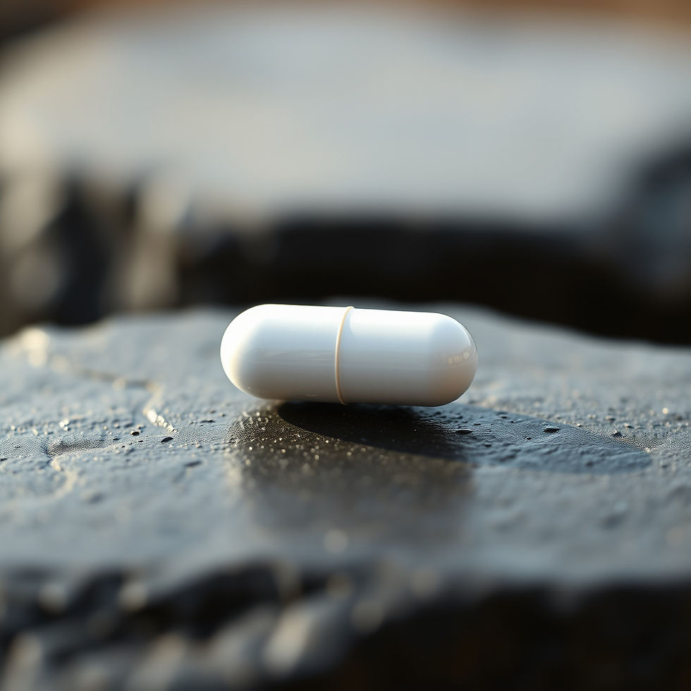 NAD+ supplement capsule on stone surface — longevity science 2026