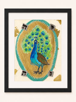 Untitled — Peacock and Hebrew Letters