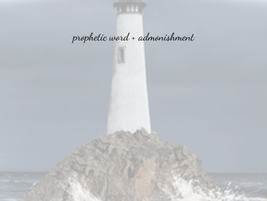 Dark lighthouse on rocky shore with waves crashing, light beams shining outward, and text reading 'Cast Your Vision — Prophetic Word + Admonishment