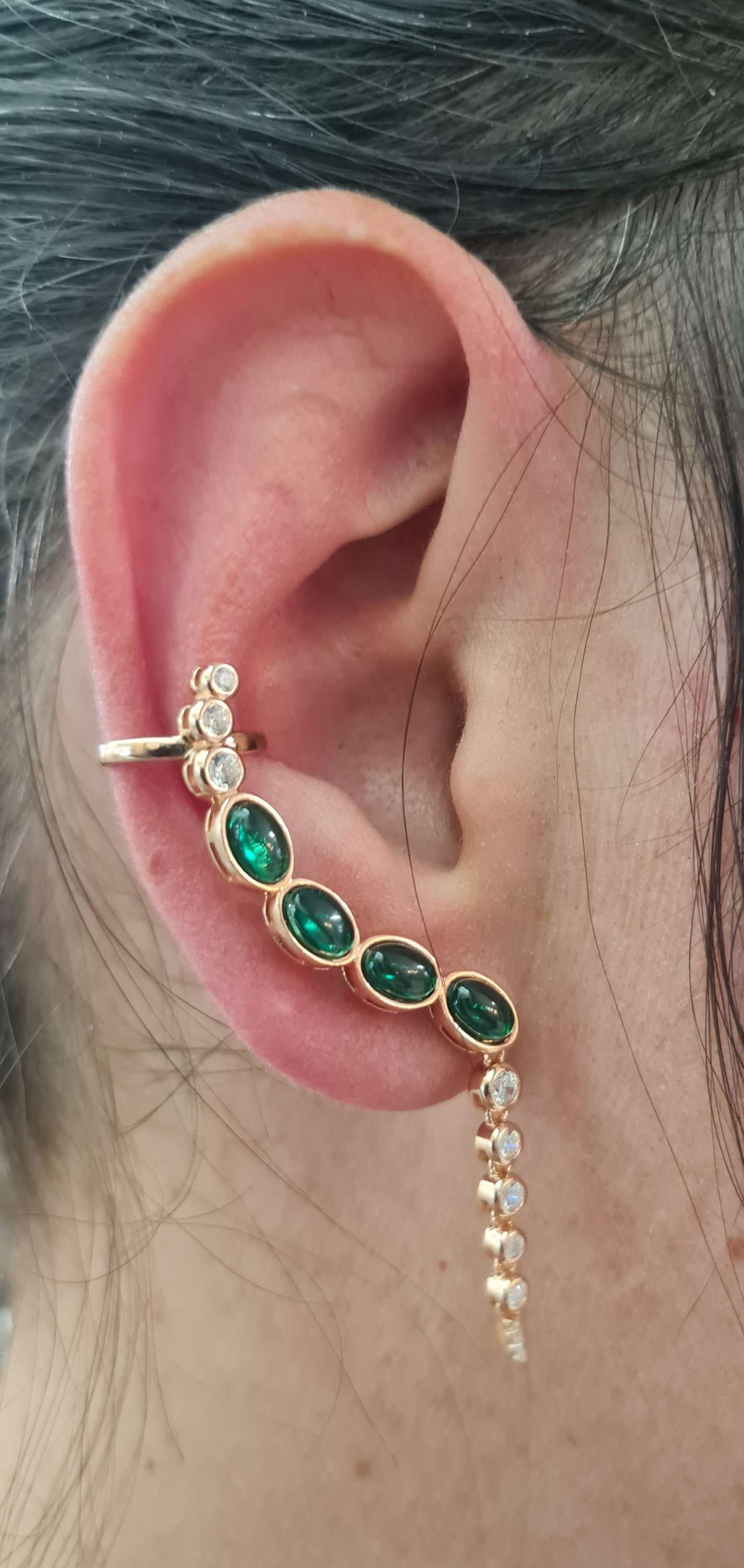 Boucles bague d'oreilles vertes