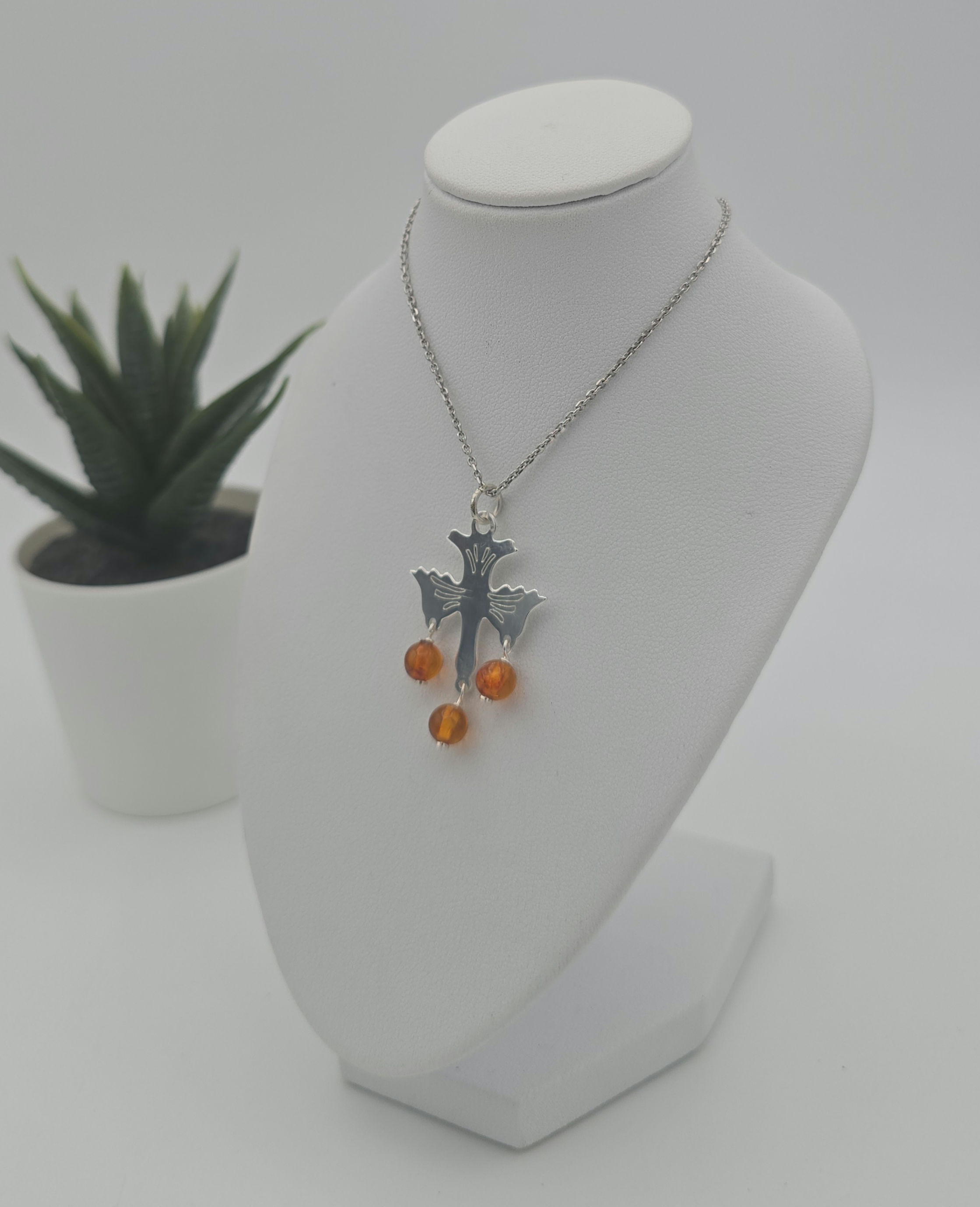 Pendentif St-Esprit Argent 2g28 ambre