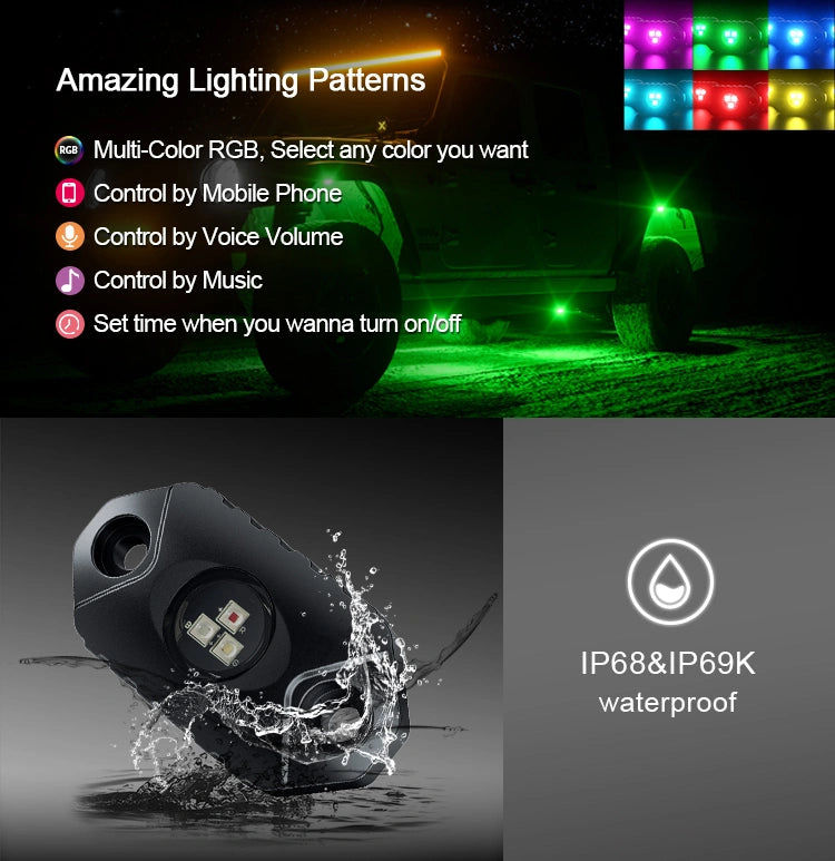 Thumbnail: Aurora RGB LED Rock Lights – 8 Pod Set | Bluetooth
