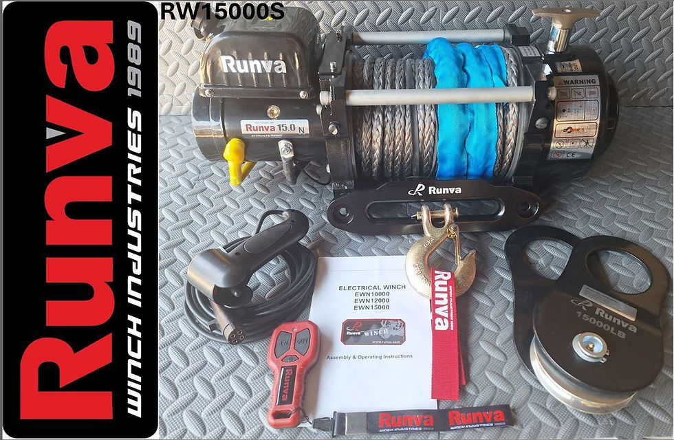 Thumbnail: RUNVA WINCH 12V WITH SYNTHETIC ROPE 15000LBS (15 000LBS = 6 804KG)