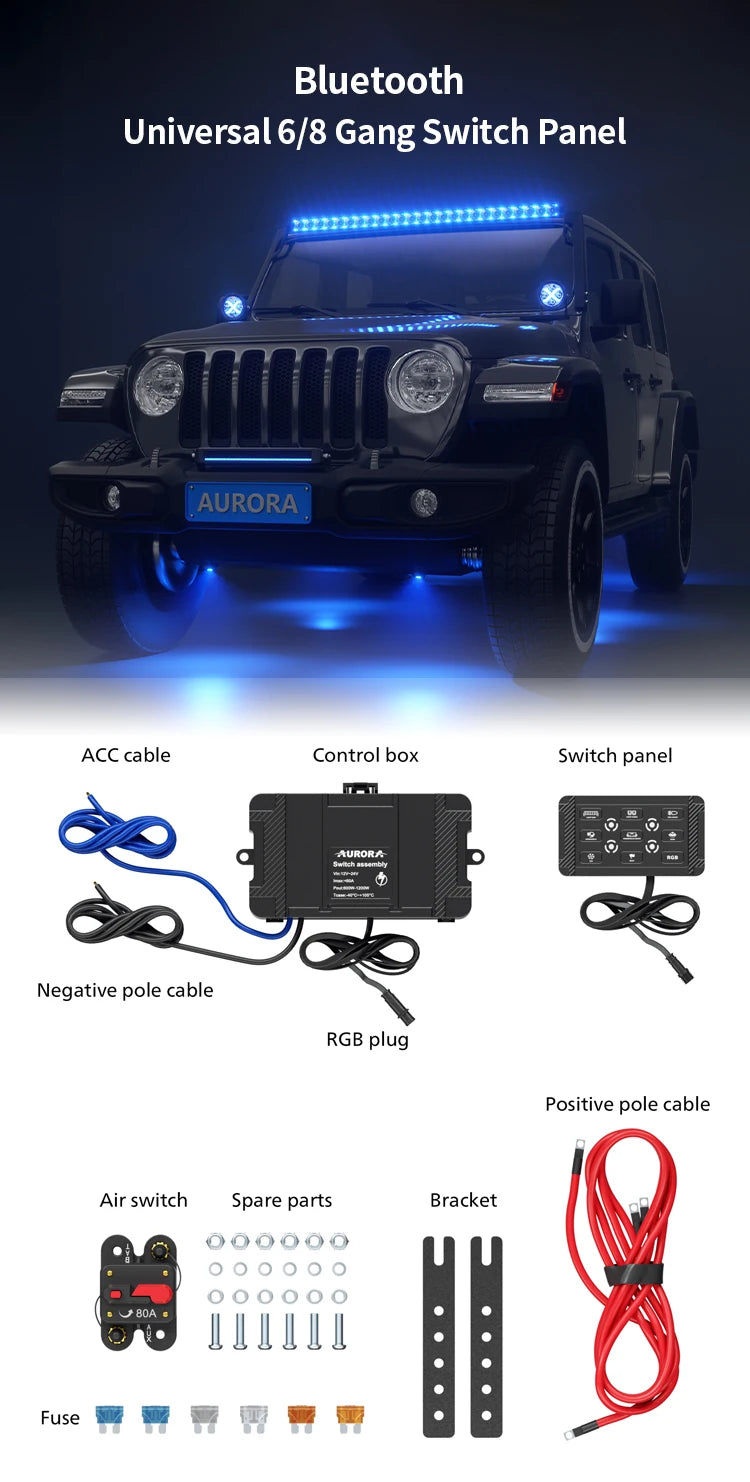 Thumbnail: Aurora Universal 9 Gang LED Switch Panel with Circuit Control Box