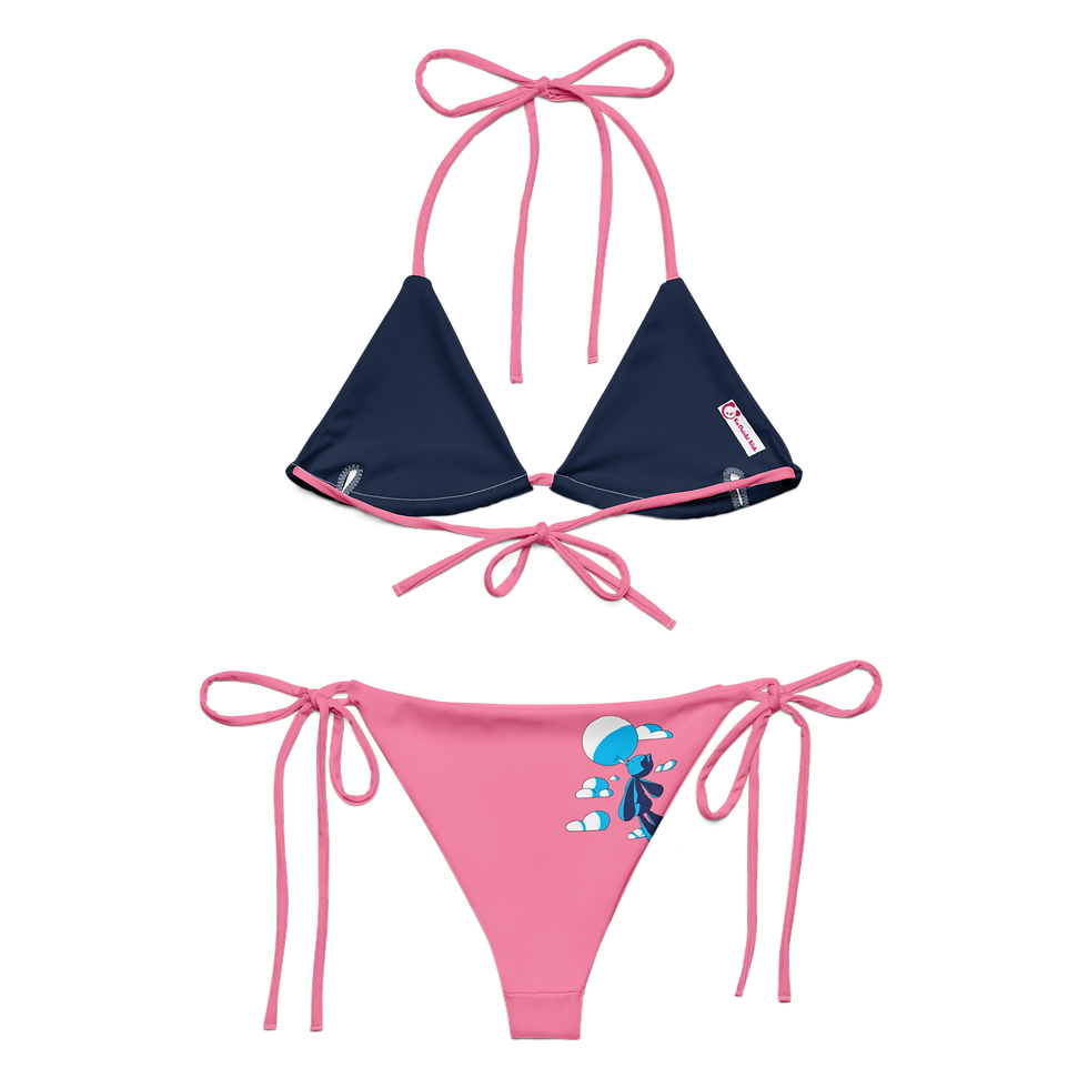 Thumbnail: Blue Berry All-over print recycled string bikini