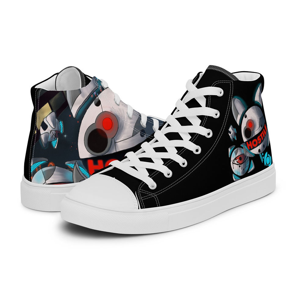 Thumbnail: Attack of the Drones Men’s high top canvas shoes