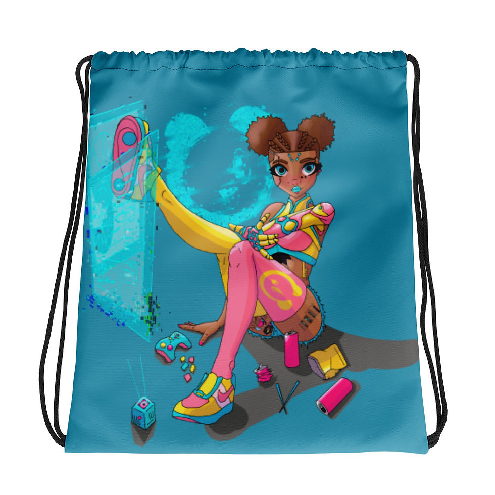 Temper Blue Drawstring bag