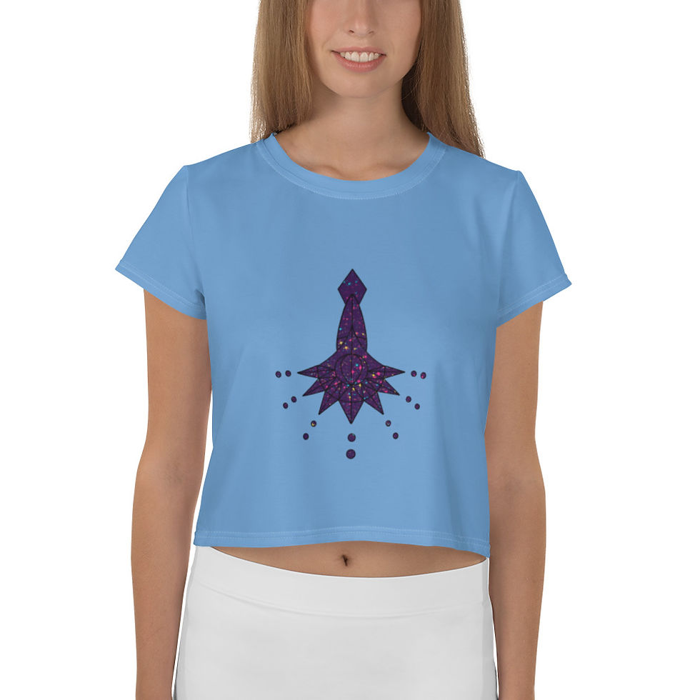 Temper Blue All-Over Print Crop Tee