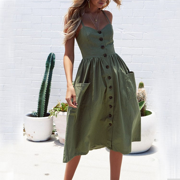 Thumbnail: Halter Dress with Suspender Button Pocket