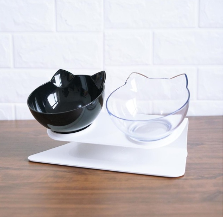 Thumbnail: New Inclined Cat Food Bowl Cat Ear Oblique Mouth Transparent Single Pet Bowl