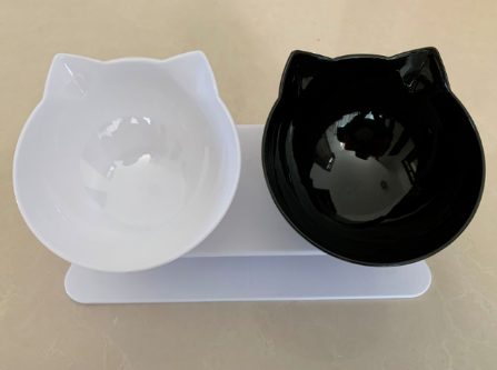 Thumbnail: New Inclined Cat Food Bowl Cat Ear Oblique Mouth Transparent Single Pet Bowl
