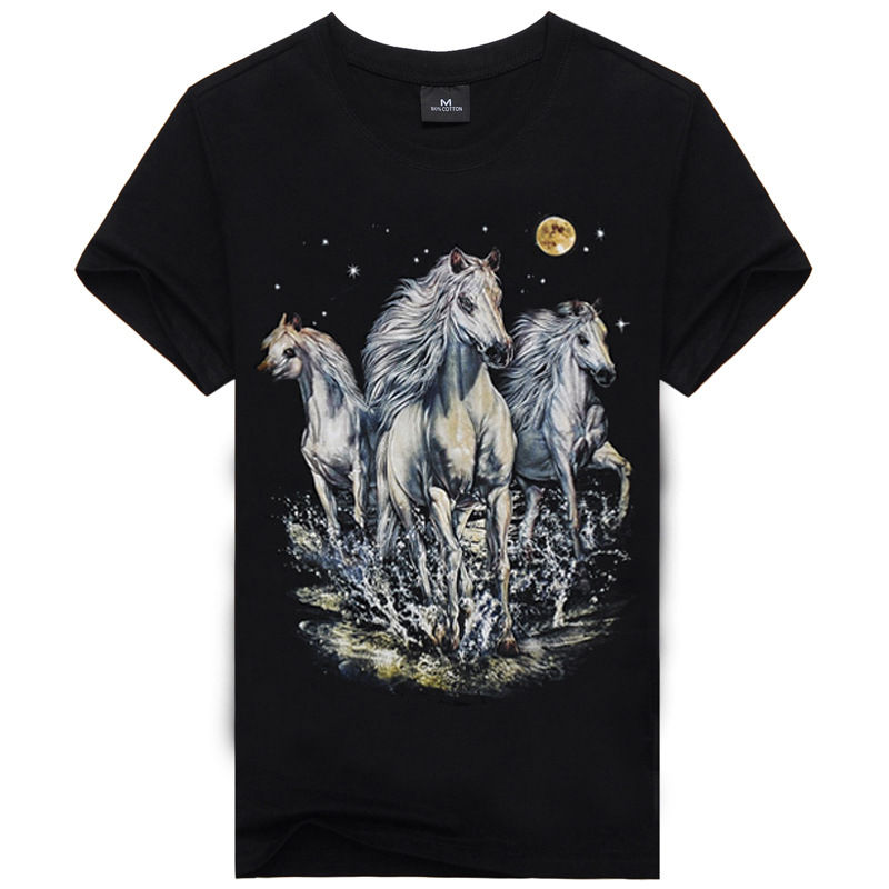 Thumbnail: Summer Men T-shirt 3D Print Nightmare Tiger Short-Sleeved Casual Tops Tees Men's