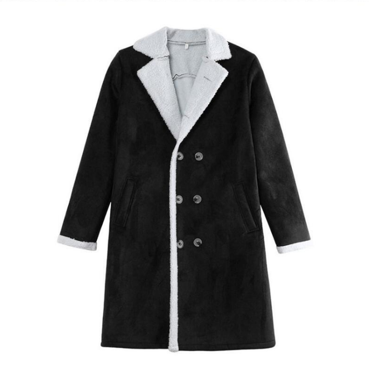 Thumbnail: Fashion Men's Winter Warm Coat Solid Color Long Sleeve Trench Jackets