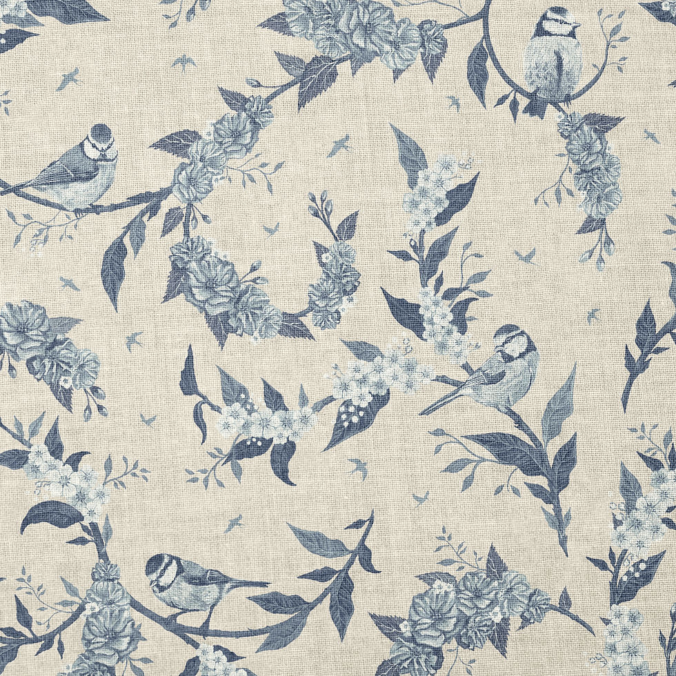 Thumbnail: Blue Birds + Blooms 'Powder Blue' Fabric