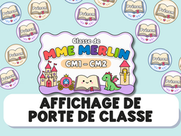 Un affichage de porte de classe sur le thème des contes