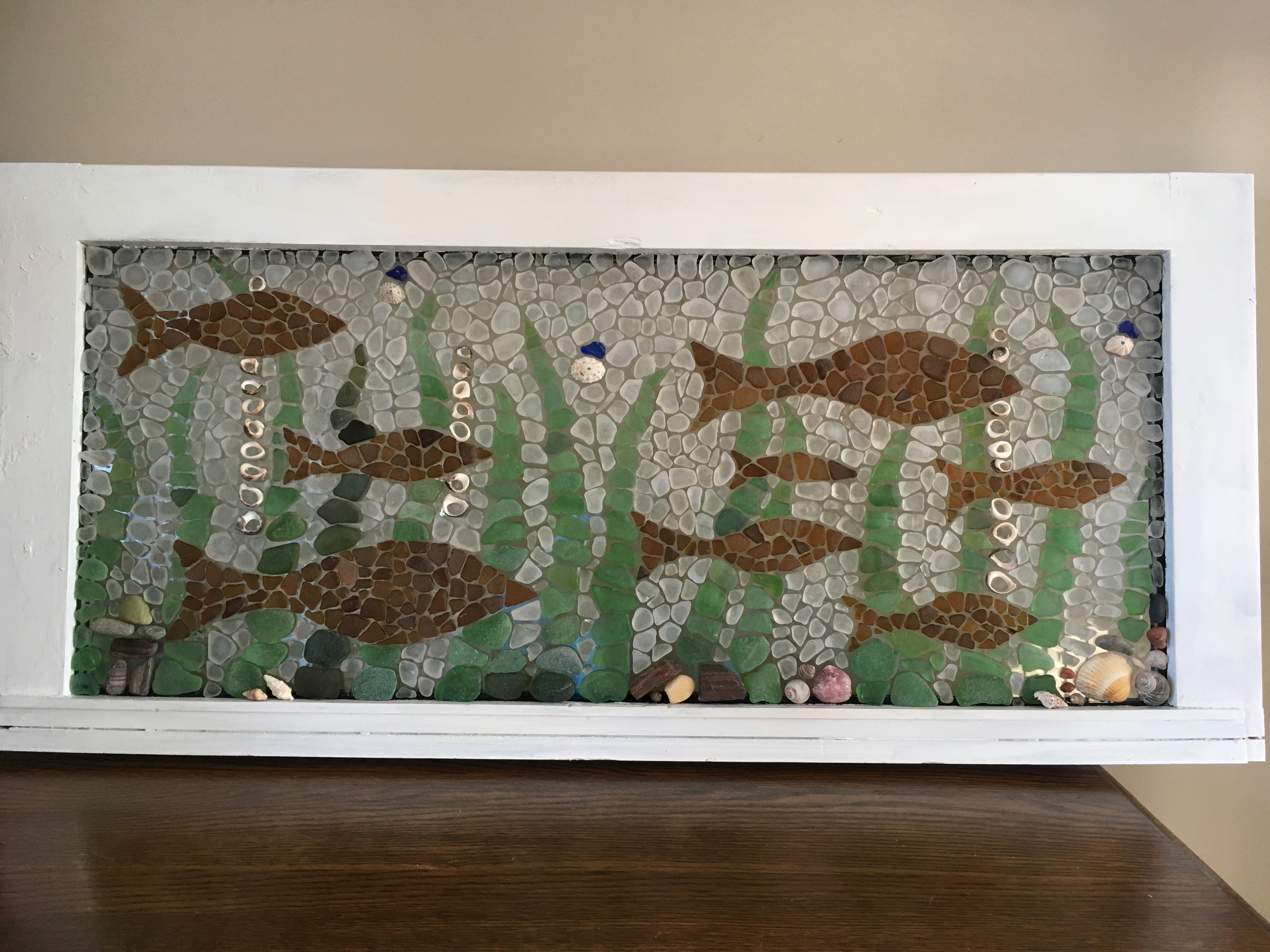 Adak Alaska Beach Glass Art Adak Fish School 21-01 Adak Alaska Beach Glass Art Adak Fish School 21-01