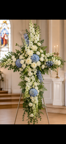 Cross White and Blue | Guerrero Flowers