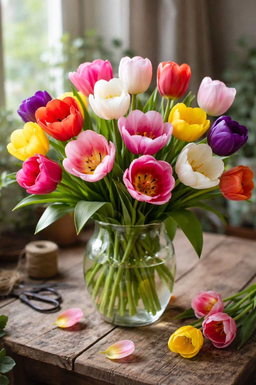 Mix Tulips In Vase