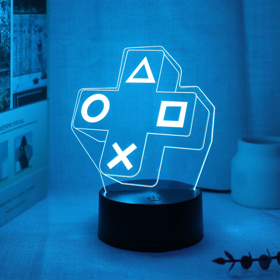 Thumbnail: PlayStation Icons 3D LED Illusion Lamp – DualSense Style Neon Desk Light
