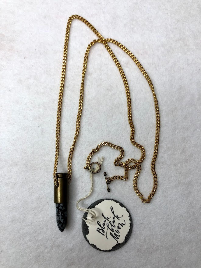 Thumbnail: Black Black Moon - Marble Bullet Necklace