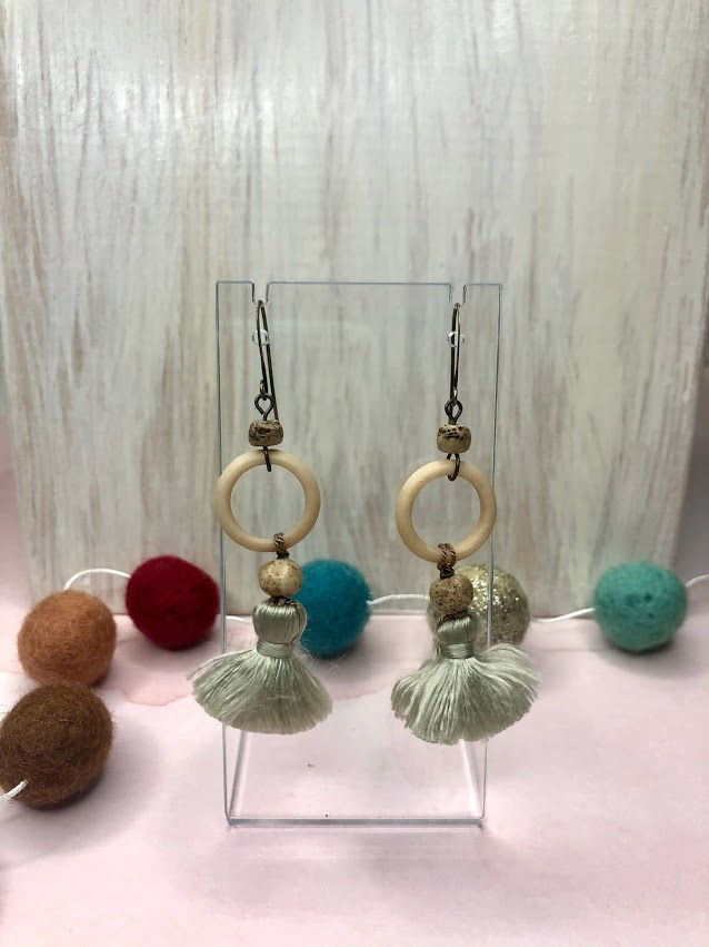 Thumbnail: DKM - Neutral Hoop & Tassel Earring