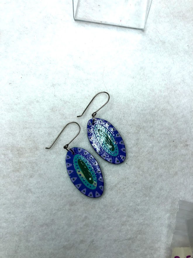 Thumbnail: Argentina -  Blue/Periwinkle Oval Earrings