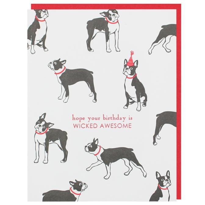 Smudge Ink - Boston Terrier Birthday Card